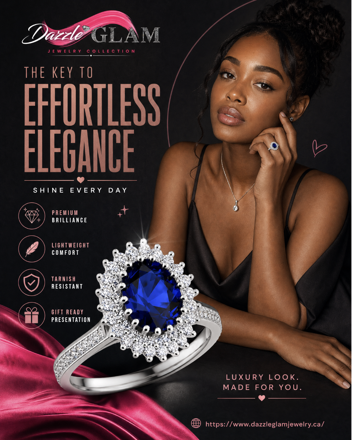 Luxury jewellery campaign post created with Brandwhiz.ai